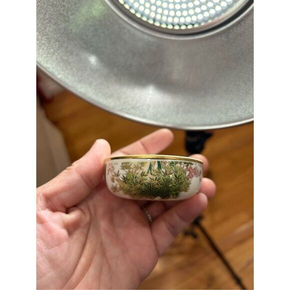 Vintage OMC Otagiri Japan Mini Urn Vase Peacock Bamboo Garden Gold Ginger Jars & - Picture 4 of 13